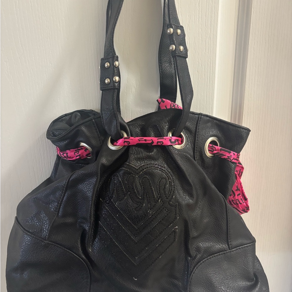Metal Mulisha Black Bag with Pink Highlights